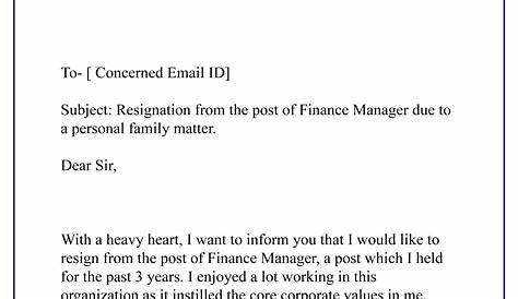 Resignation Letter Email Format For Personal Reason 21+ Due To s DocTemplates