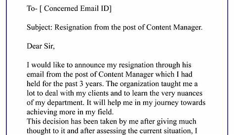 Resignation Letter Email Format With Notice Period FREE 8+ Sample Templates