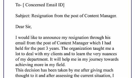 9+ Sample Email Resignation Letters Free Sample, Example