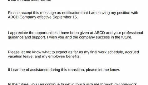 FREE 6+ Email Resignation Letter Samples in MS Word PDF