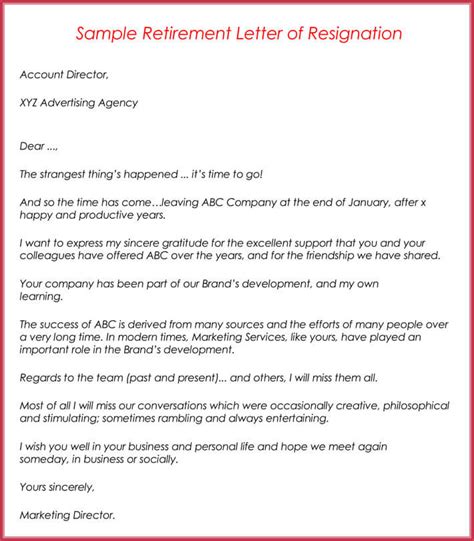 Retirement Resignation Letter template Templates at