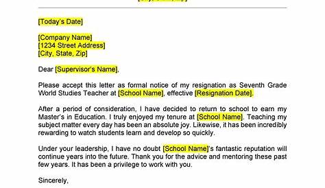 Teacher Resignation Letter Template 17+ Free Sample