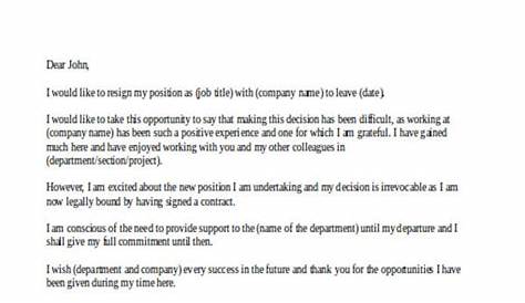 Resignation Letter Format In English Doc Word And Pdf s