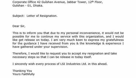 Resignation Letter Sample Doc Bangladesh Free Of Template s