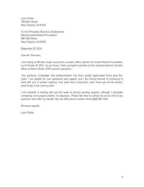49 Staggering Internal Transfer Resignation Letter