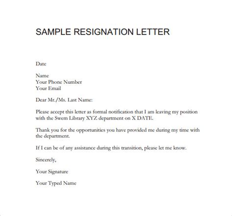 Resignation Letter Template Editable The Modern Rules Of