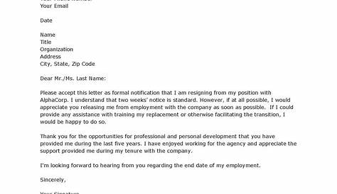 FREE 3+ Sample Work Resignation Letter Templates in PDF