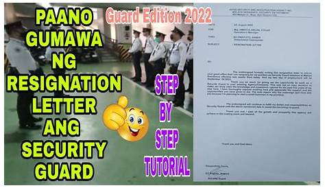 Resignation Letter Tagalog Security Guard Best Sample