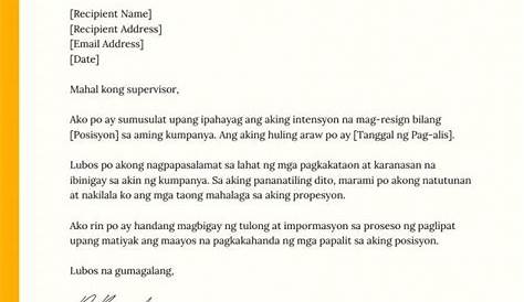 Resignation Letter Tagalog Version Pin On Business Proposal