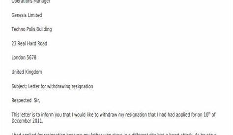 Resignation Withdrawal Letter Sample Pdf 30 FREE EXAMPLE LETTER OF WITHDRAWAL FROM COLLEGE PDF