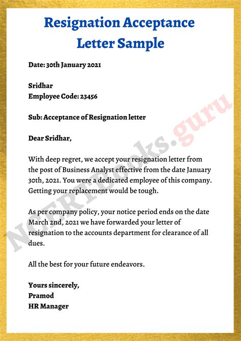 FREE 6+ Resignation Acceptance Letter Templates in PDF MS Word