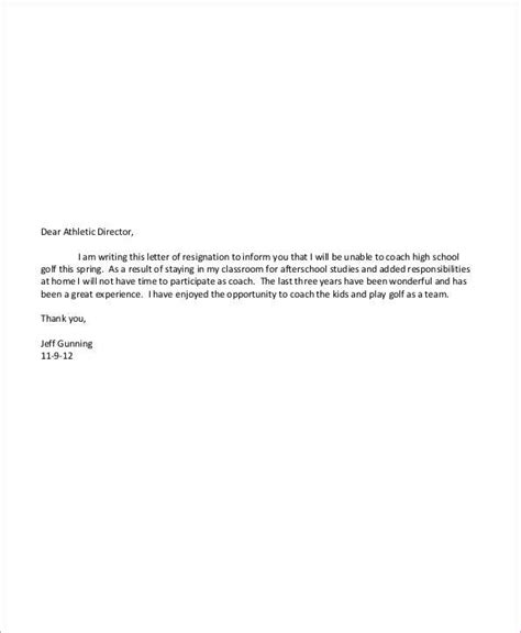 resignation letter for high school student