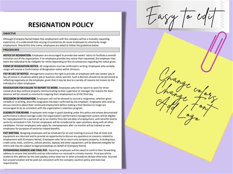 resignation policy and procedure