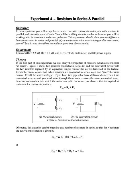 Resistors In Series And Parallel Experiment