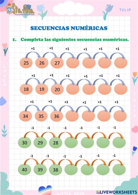 Ejercicio online de Secuencias numéricas para segundo grado