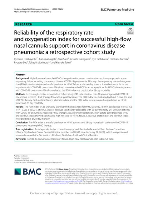 Respiratory Rate Oxygenation Index