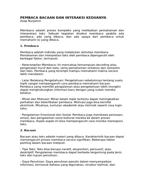 respons dan interaksi pembaca