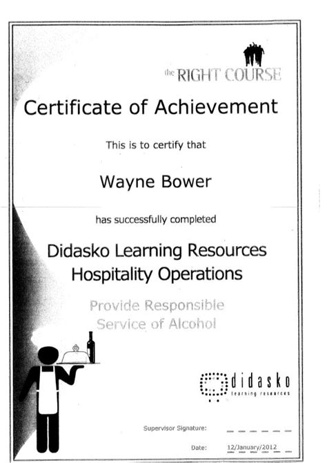 responsible service of alcohol certificate wa