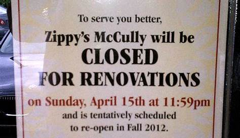 Restaurant Closed For Renovation Sign EV Grieve Ippin Is s
