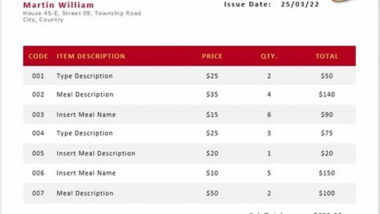 Restaurant Invoice Template: A Guide to Creating Professional and Accurate Invoices