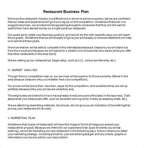restaurant business proposal template word