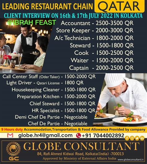 restaurant job vacancy in qatar