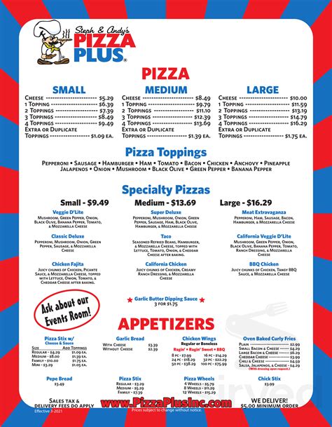 restaurant pizza plus menu