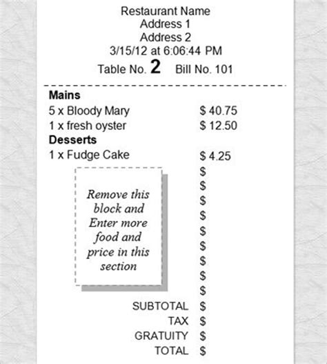 Restaurants Receipts Template KlayBeck