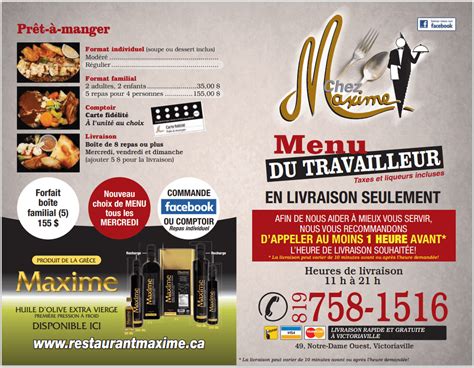 resto maxime menu