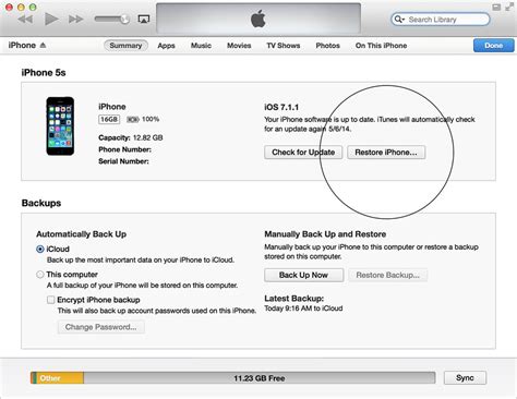 restore iphone backup using itunes