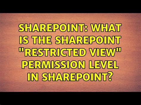 restricted view sharepoint meaning