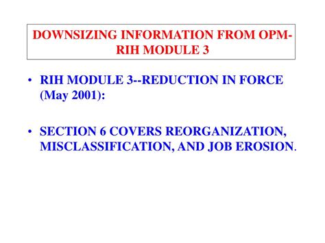 Restructuring Information Handbook Module 3 Reduction-In-Force