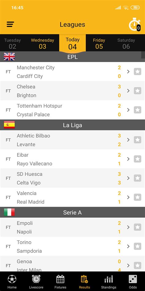 result football live scores