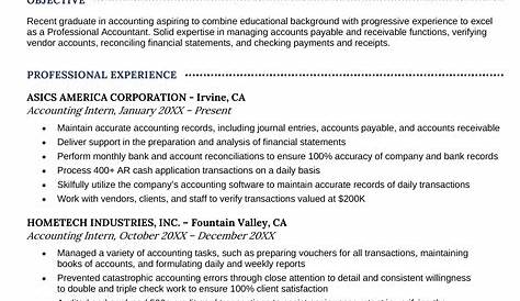 Internship Accounting Resume Sample | Templates at allbusinesstemplates.com