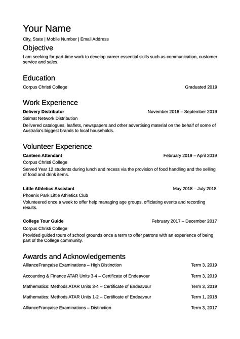 Sample Resume College Student Little Work Experience
