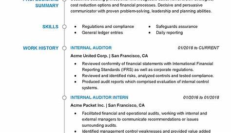 Internal Audit Resume - MargaretHouse Blog