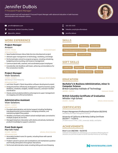 Resume For Project Manager