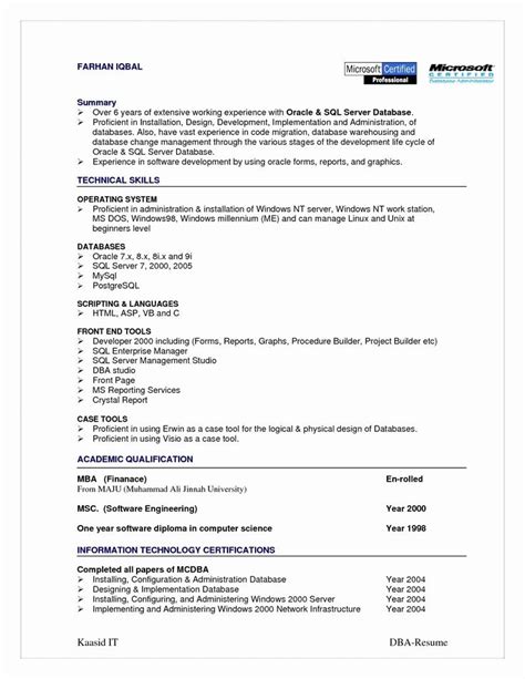 Resume Format 8 Year Experience Resume Format Resume