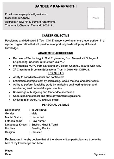 Resume Template for Freshers 18+ Samples in (Word, PDF
