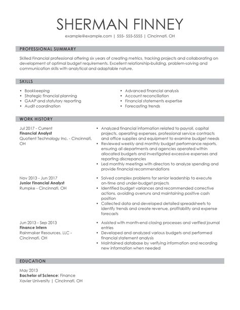 Resume Format For MBA Finance Experienced Templates at