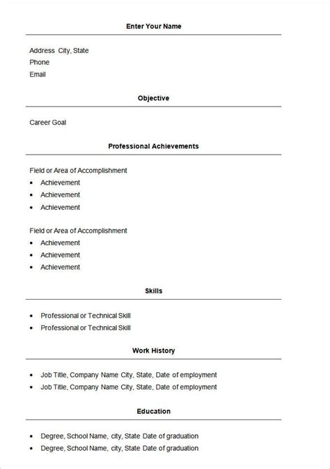 Simple Resume Format Download In Ms Word Mt Home Arts