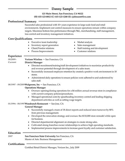 resume builder job description sample