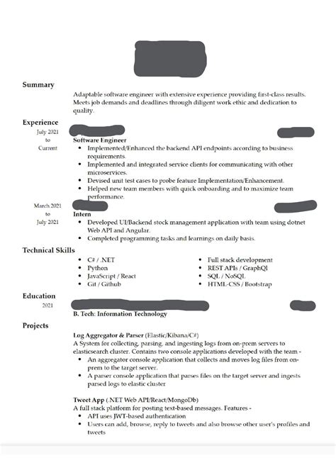 resume example software engineer reddit