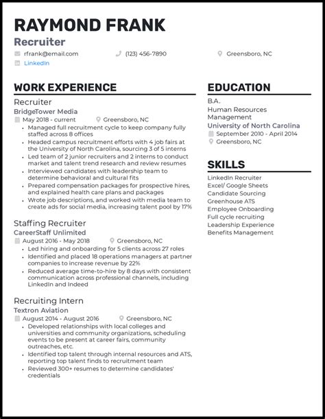 Resume Examples Recruiter