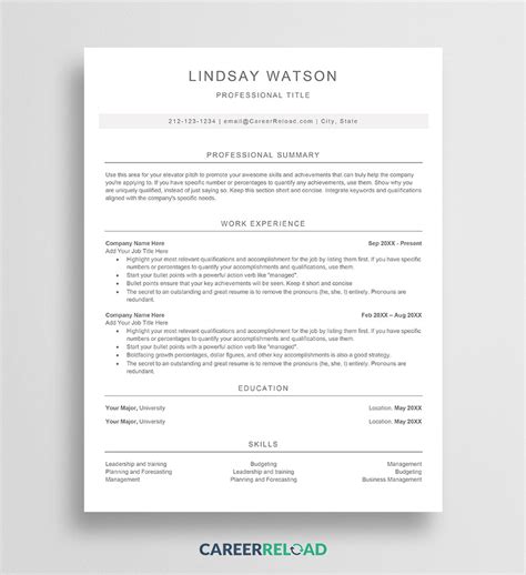 resume format 2025 word
