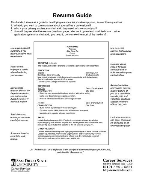 resume format for university students