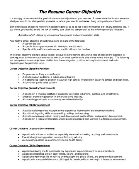 resume objective examples for general employment