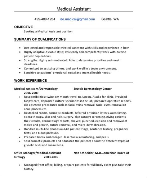 resume objective examples for medical assistant