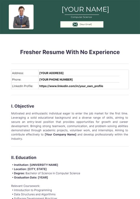 resume objective for fresher with no experience examples