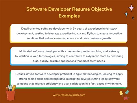 resume objective statement software developer